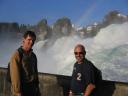 Dennis & George with rainbow at Rhinefalls